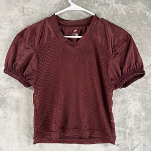 Champro Youth Medium Football Practice Jersey Maroon Mesh V Neck Short Sleeve